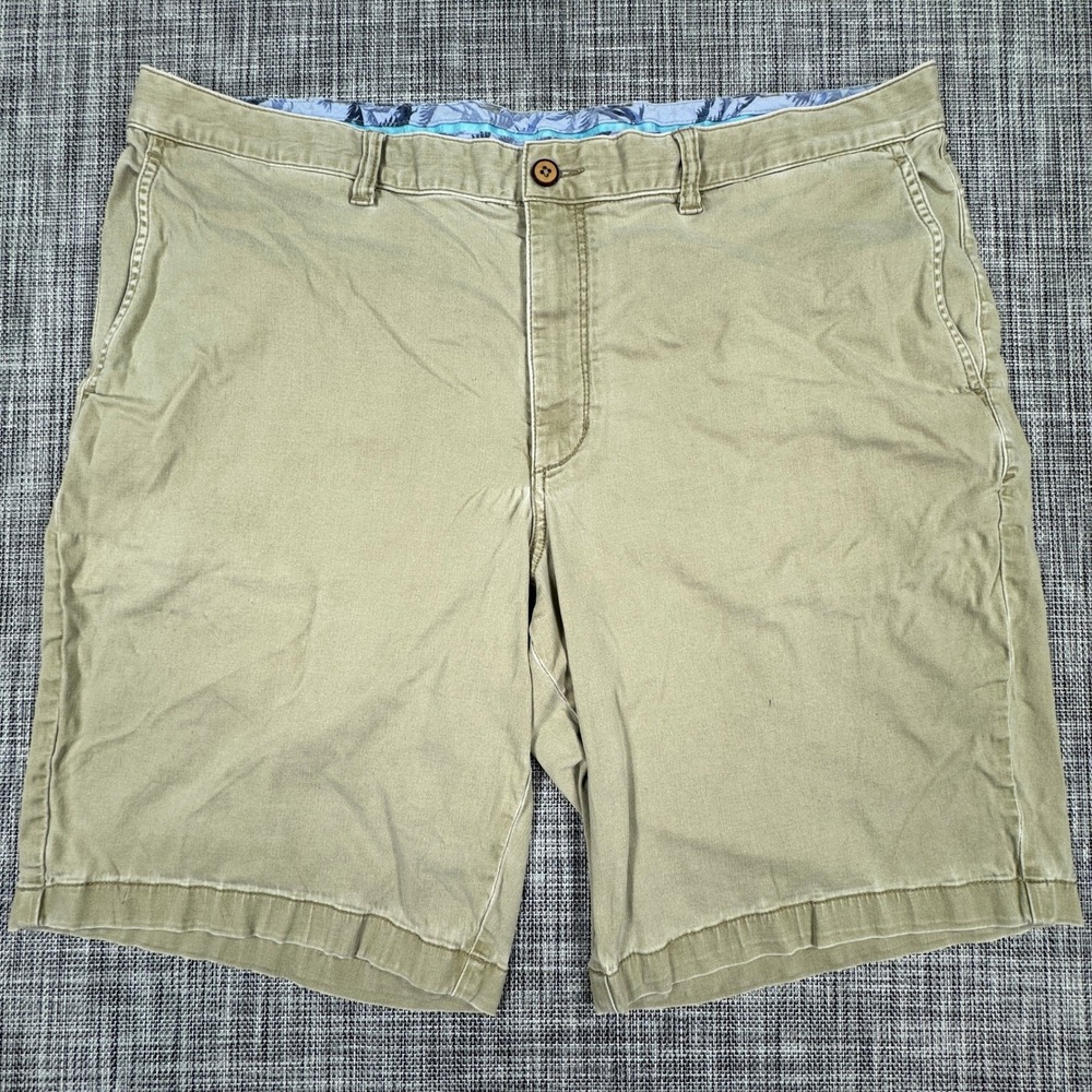 Tommy Bahama Mens Shorts Chino Flat Front Tencel Blend Khaki Tan 40LG Resortwear